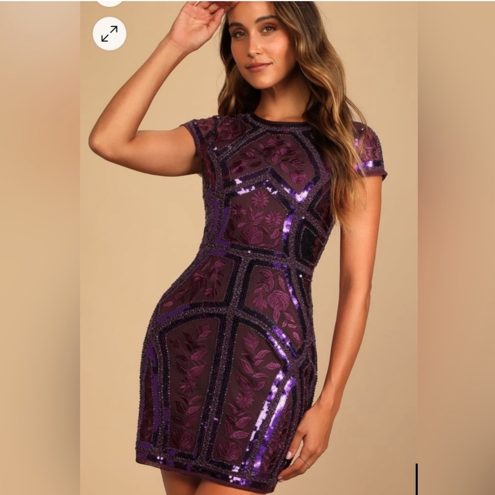Lulu’s Spread Your Shine Plum Bodycon Dress
